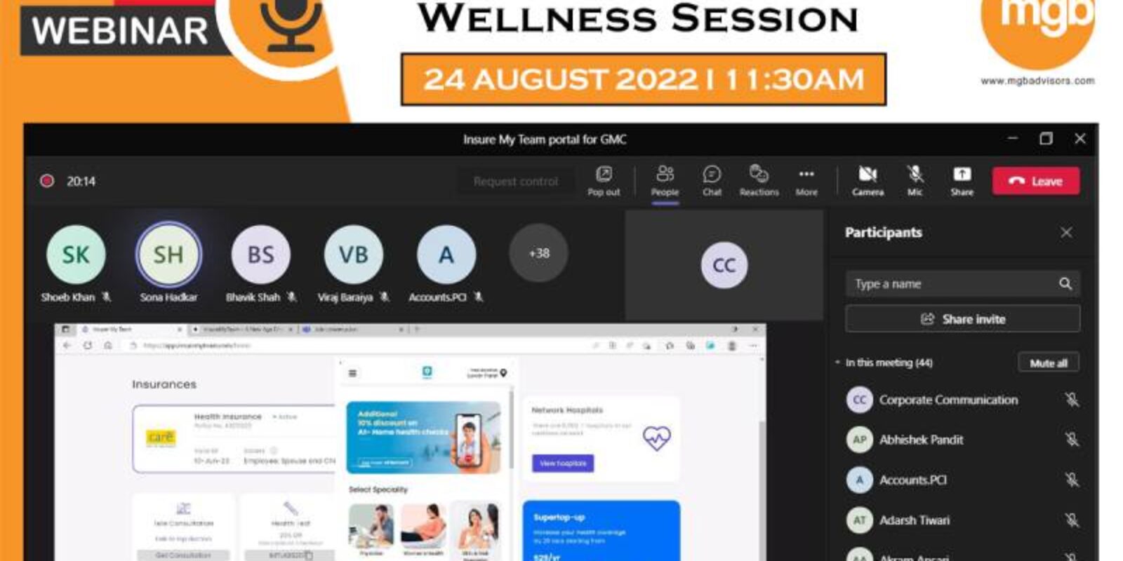 Insurance Portal And Wellness Session